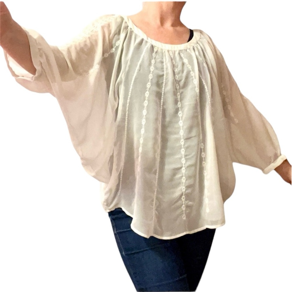 LC Lauren Conrad Sheer White Blouse